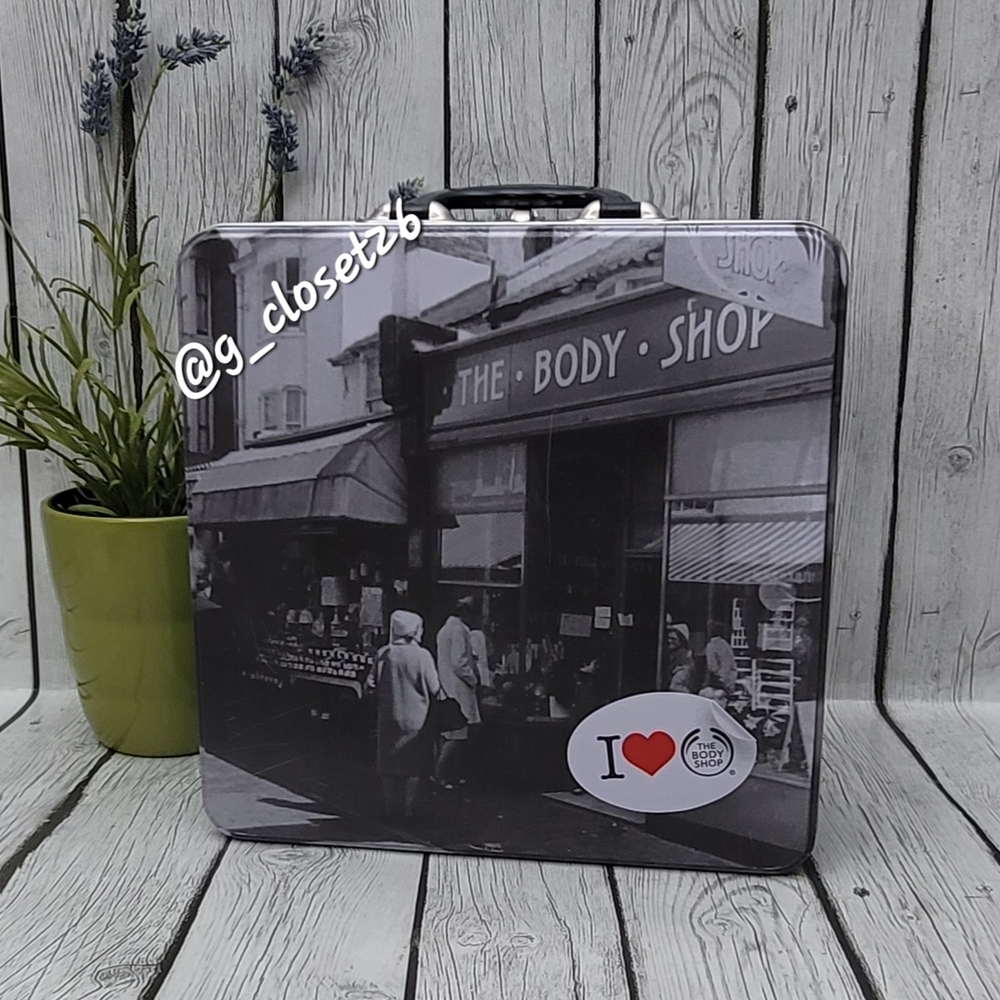 The Body Shop Black and White Tin Box, 11"x11"